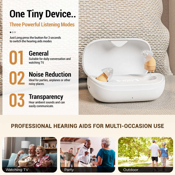 STZ Minitone ™ Rechargeable CIC hearing aids (Digital 16 channels chip) - Steezia