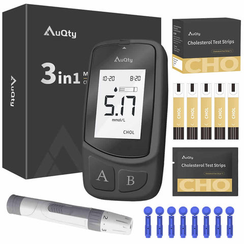 AuQty GUC: 3 In 1 Monitor (Cholesterol test kit, Glucose & Uric Acid)