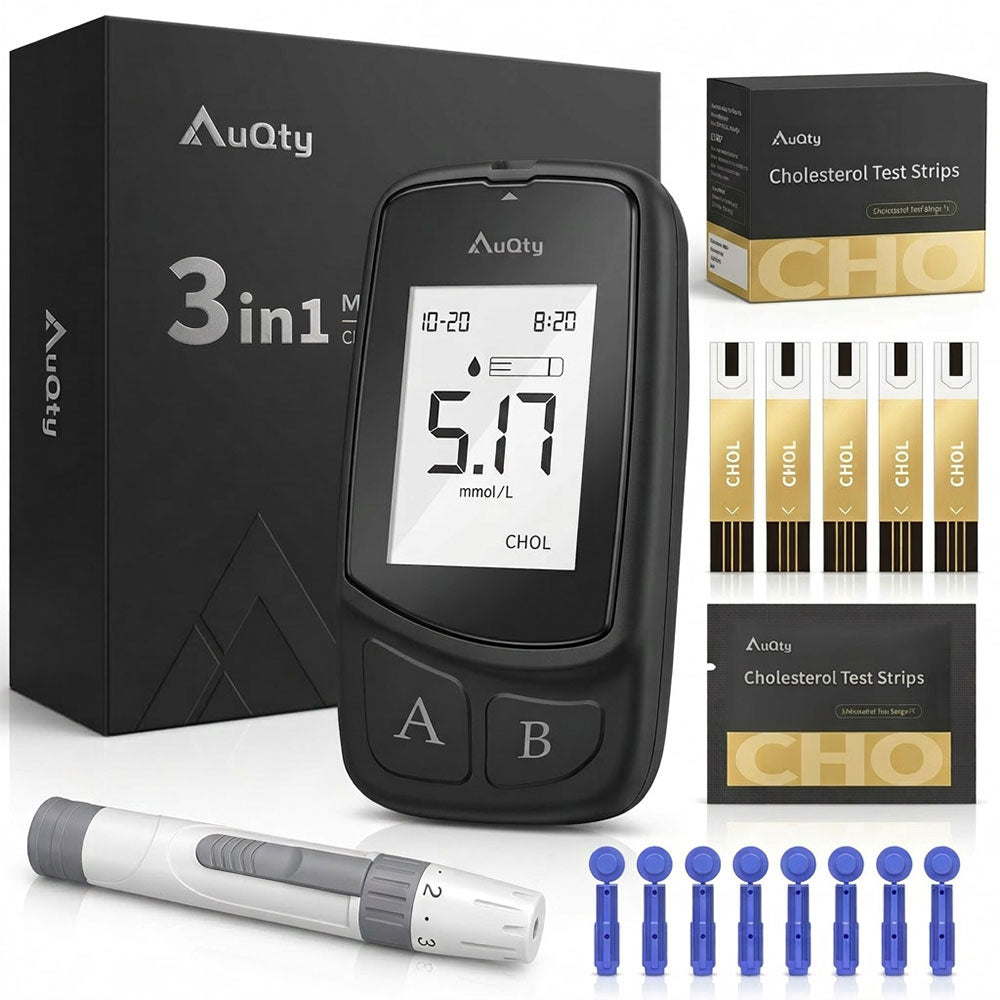 AuQty GUC: 3 In 1 Monitor (Cholesterol test kit, Glucose & Uric Acid) - Steezia