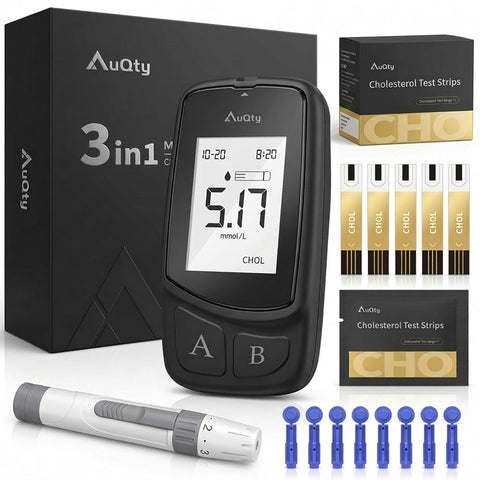 AuQty GUC: 3 In 1 Monitor (Cholesterol test kit, Glucose & Uric Acid) - Steezia