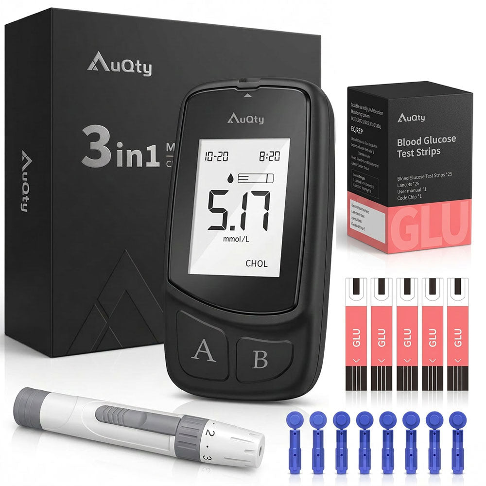 AuQty GUC: 3 In 1 Monitor (Cholesterol test kit, Glucose & Uric Acid) - Steezia