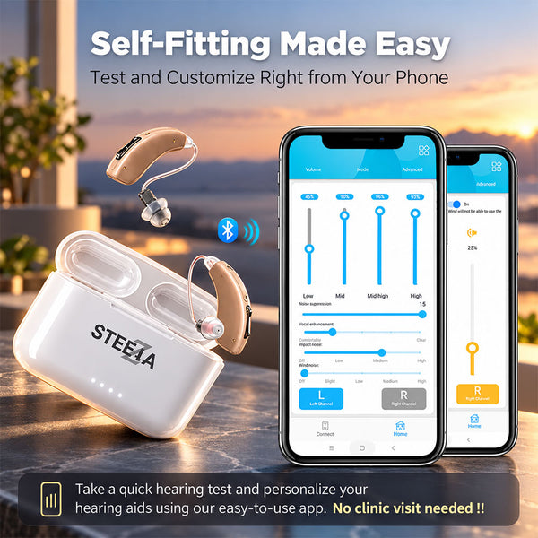 Bluetooth Hearing Aids – Rechargeable RIC Behind-the-Ear with App Control, Phone Calls & Music Streaming – Steezia hearing aids - STZ Harmony 