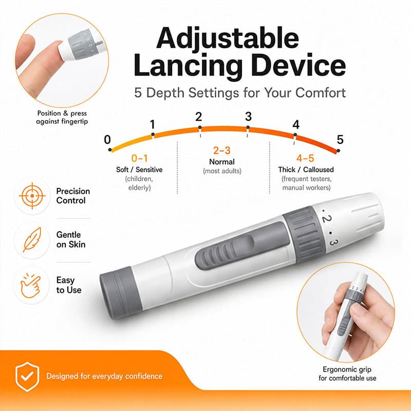 adjustable lancing device for cholesterol test kit