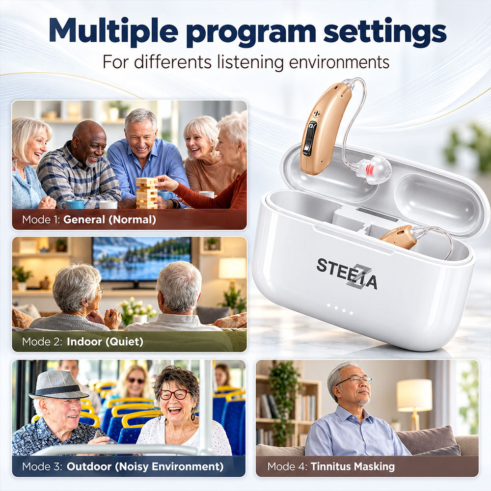 Bluetooth Hearing Aids – Rechargeable RIC Behind-the-Ear with App Control, Phone Calls & Music Streaming – Steezia hearing aids - STZ Harmony 