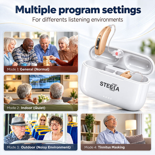 Bluetooth Hearing Aids – Rechargeable RIC Behind-the-Ear with App Control, Phone Calls & Music Streaming – Steezia hearing aids - STZ Harmony 