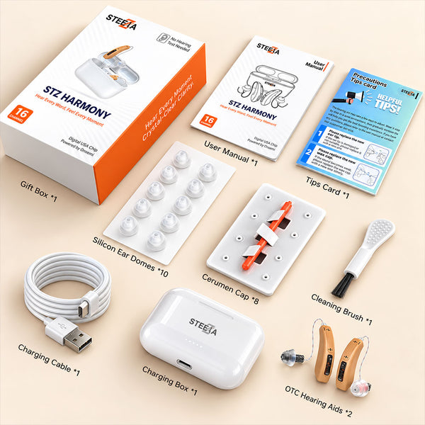 Bluetooth Hearing Aids – Rechargeable RIC Behind-the-Ear with App Control, Phone Calls & Music Streaming – Steezia hearing aids - STZ Harmony 