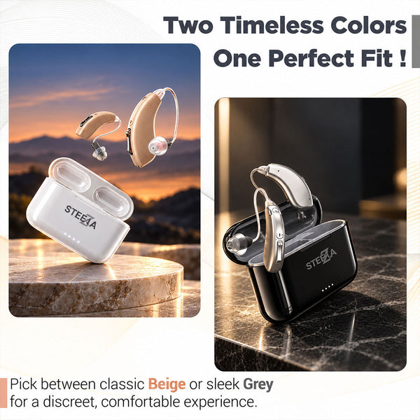 Bluetooth Hearing Aids – Rechargeable RIC Behind-the-Ear with App Control, Phone Calls & Music Streaming – Steezia hearing aids - STZ Harmony 